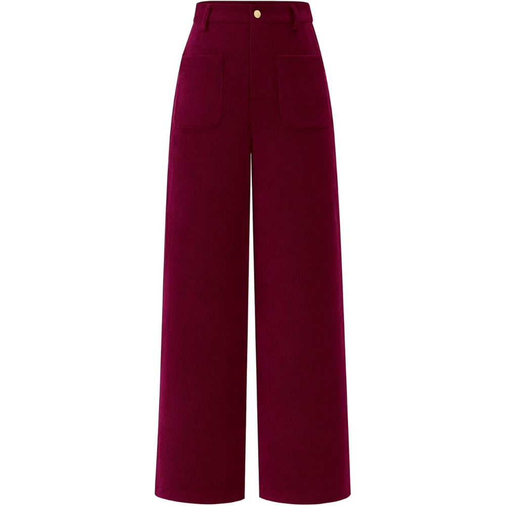 Clarissa High-Waist Casual Wide Palazzo Trousers with Pockets - Stylish & Comfortable Women's Fashion