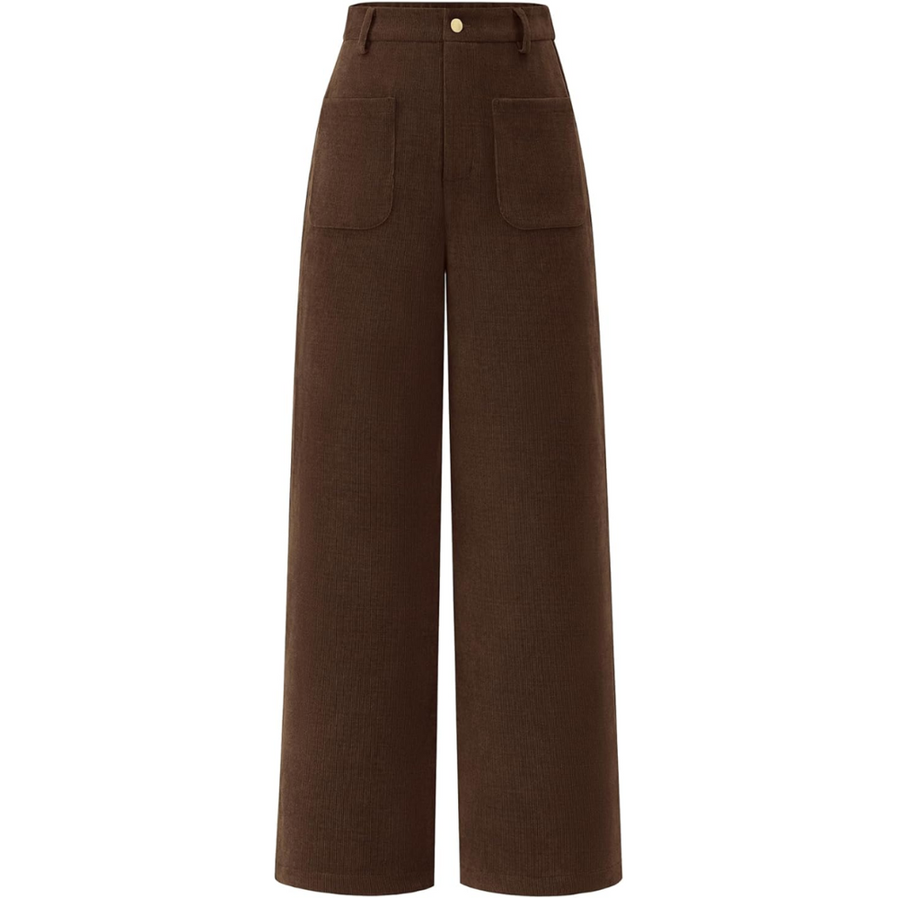Clarissa High-Waist Casual Wide Palazzo Trousers with Pockets - Stylish & Comfortable Women's Fashion