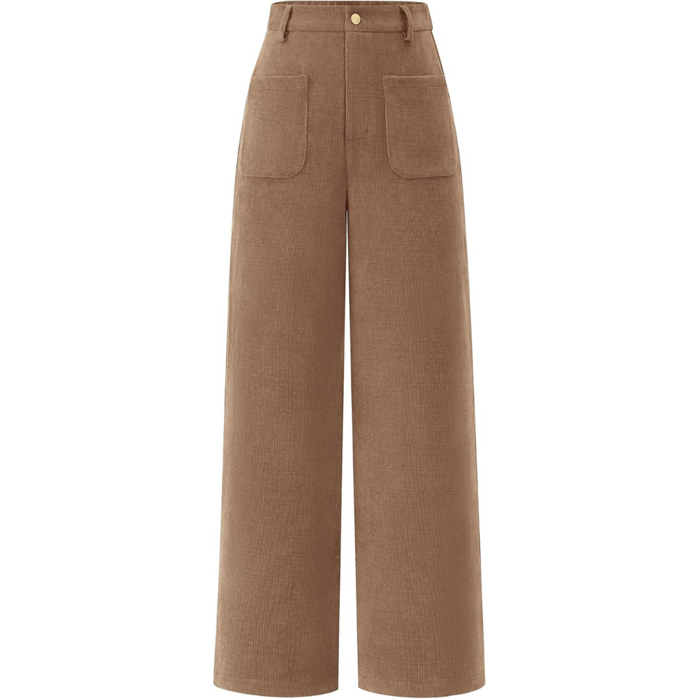 Clarissa High-Waist Casual Wide Palazzo Trousers with Pockets - Stylish & Comfortable Women's Fashion