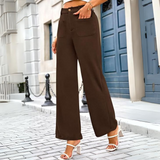 Clarissa High-Waist Casual Wide Palazzo Trousers with Pockets - Stylish & Comfortable Women's Fashion