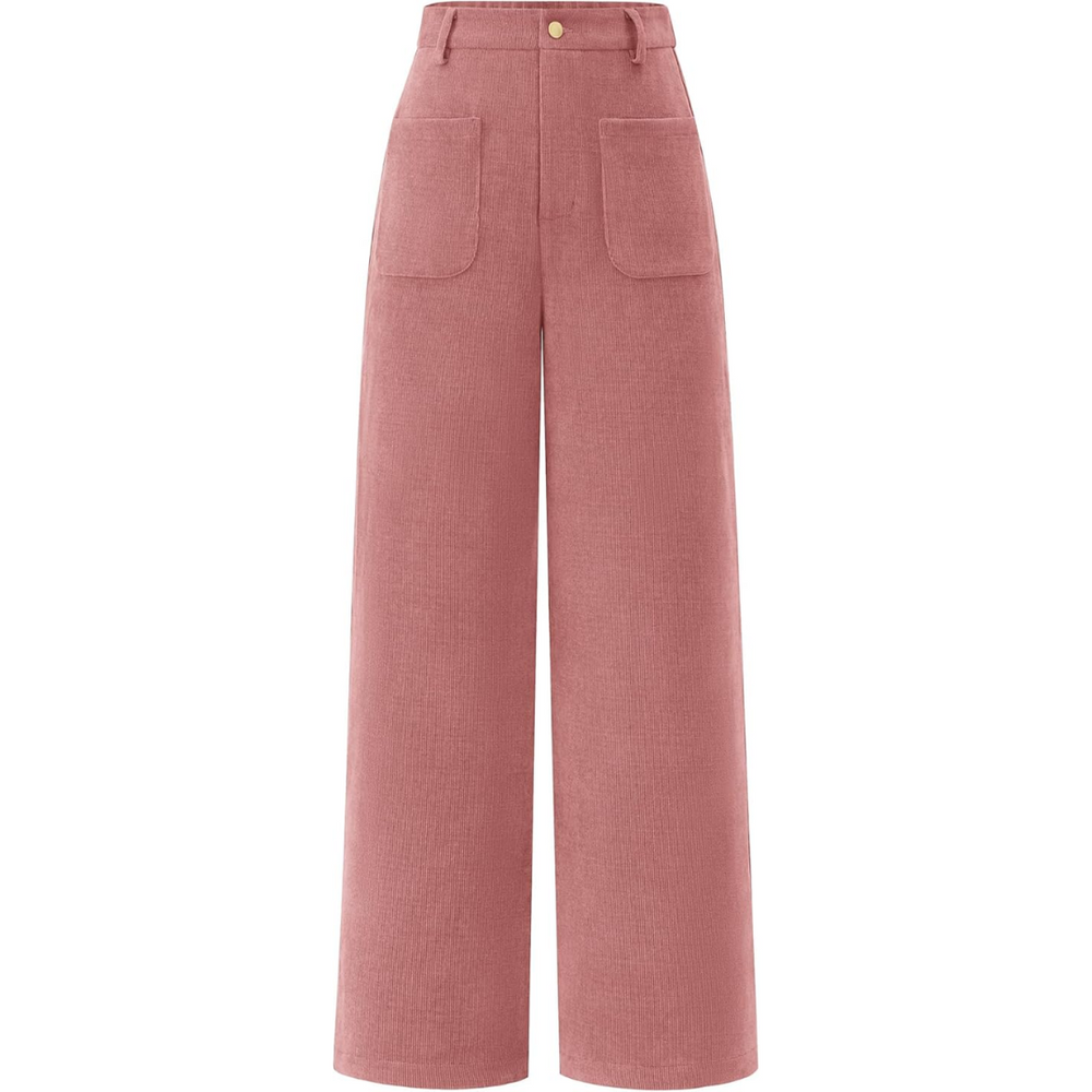Clarissa High-Waist Casual Wide Palazzo Trousers with Pockets - Stylish & Comfortable Women's Fashion