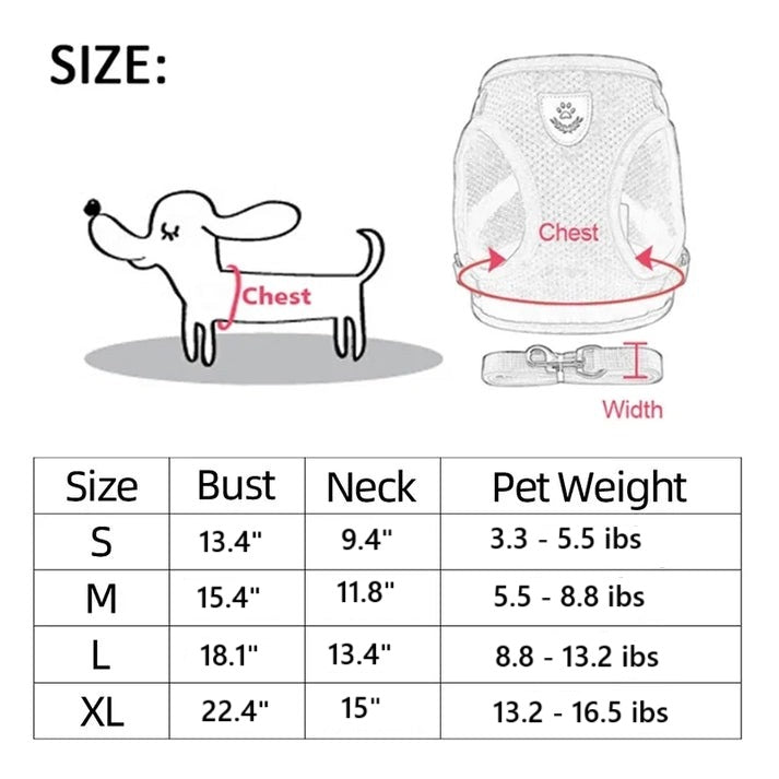 Adjustable Cat & Dog Walking Harness with Leash Set - No-Pull, Comfortable Fit for Small to Large Pets