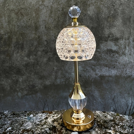 Touch Table Lamp – Crystal Design, Rechargeable & LED Bedside Light