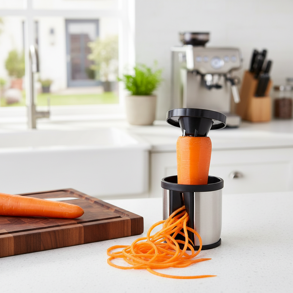 Optimized Product Title: **Edelstahl Gemüse-Spiralschneider – Perfekte Spiralen & Nudeln für Gesunde Gerichte – Küchenhelfer für Zucchini, Karotten & mehr** 

This title includes relevant keywords, highlights the benefits, and specifies the types of veget