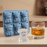 Highland Cow Ice Cube Tray – Silicone, 6 Cavities & BPA-Free