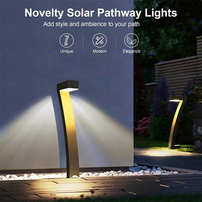 Solar-Wegleuchte 7-Form 46 cm Schwarz – Warmweißes LED-Licht