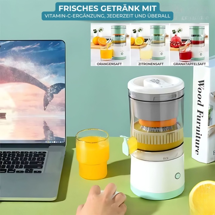 Cordless Electric Citrus Juicer – Stainless Steel Blades, Portable, 2–3 Glasses