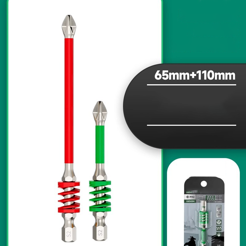 Magnetic Screwdriver Bit Set – S2 Alloy Steel, Anti-Slip Phillips Tip & 65/90/110mm Lengths