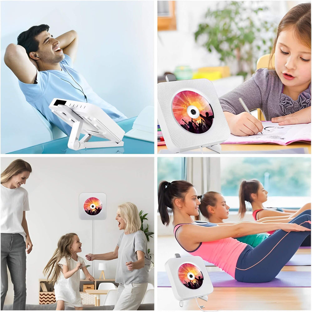 Wall-Mounted Bluetooth CD Player & Wireless Speaker System - Stylish Home Audio Solution
