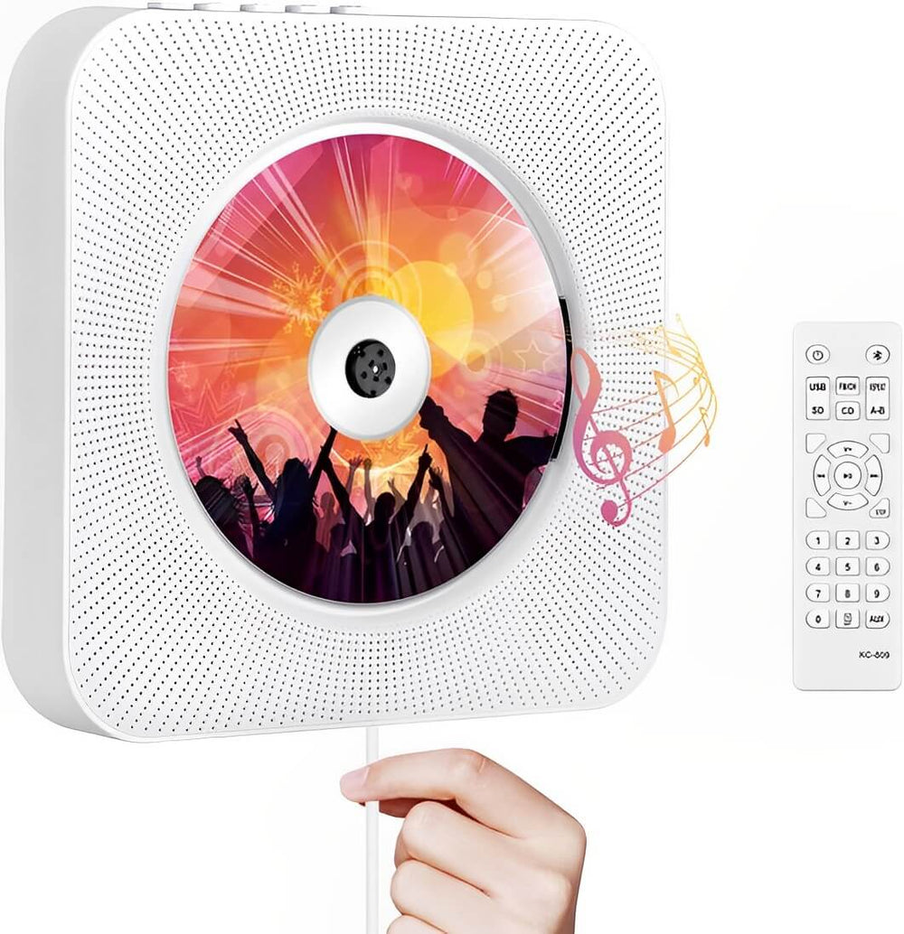 Wall-Mounted Bluetooth CD Player & Wireless Speaker System - Stylish Home Audio Solution