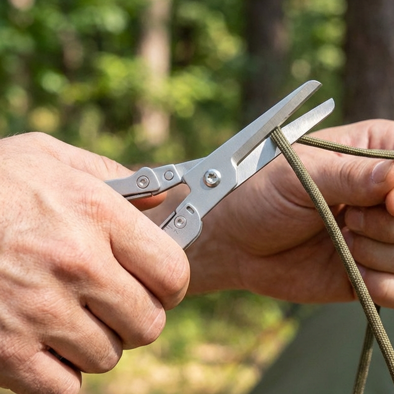 Folding Stainless Steel Scissors – Compact 9cm, Built-In Ruler, Multi-Tool