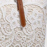 Women's Lace Handbag – Faux Leather Handles, Magnetic Closure, Spacious, 33×28cm