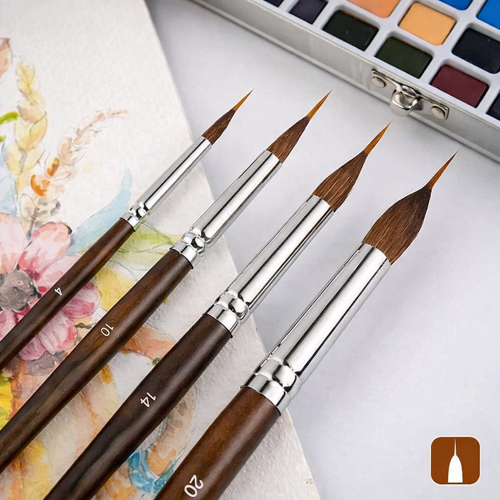 Detail Paint Brush Set – Wood Handle, Fine Synthetic Tips & 4 or 6 Pieces