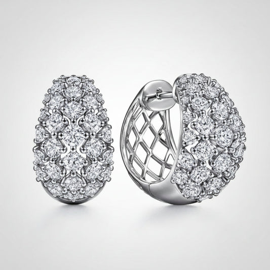 Crystal Cluster Stud Earrings – Mother's Day Gift, Silver Tone Jewelry
