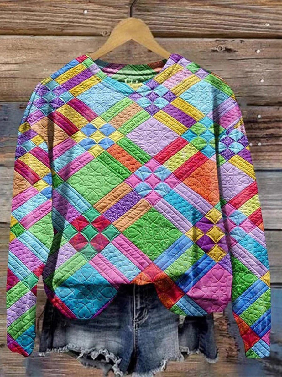 Marion™ Colorful Geometric Print Sweatshirt for Women - Stylish & Comfortable Casual Wear