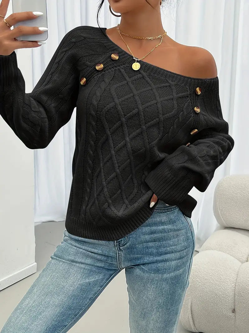 Enhanced Product Title: "Lina Langärmeliger Pullover mit Zopfmuster – Lässiger Rundhals-Pullover für Damen, Bequeme Strickmode für Herbst/Winter" 

This title includes relevant keywords while providing more detail about the product, making it more appeali