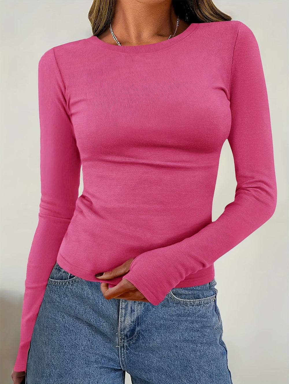 Ladies' Long Sleeve Top with Round Neck for Autumn & Winter - Vivienne - 7