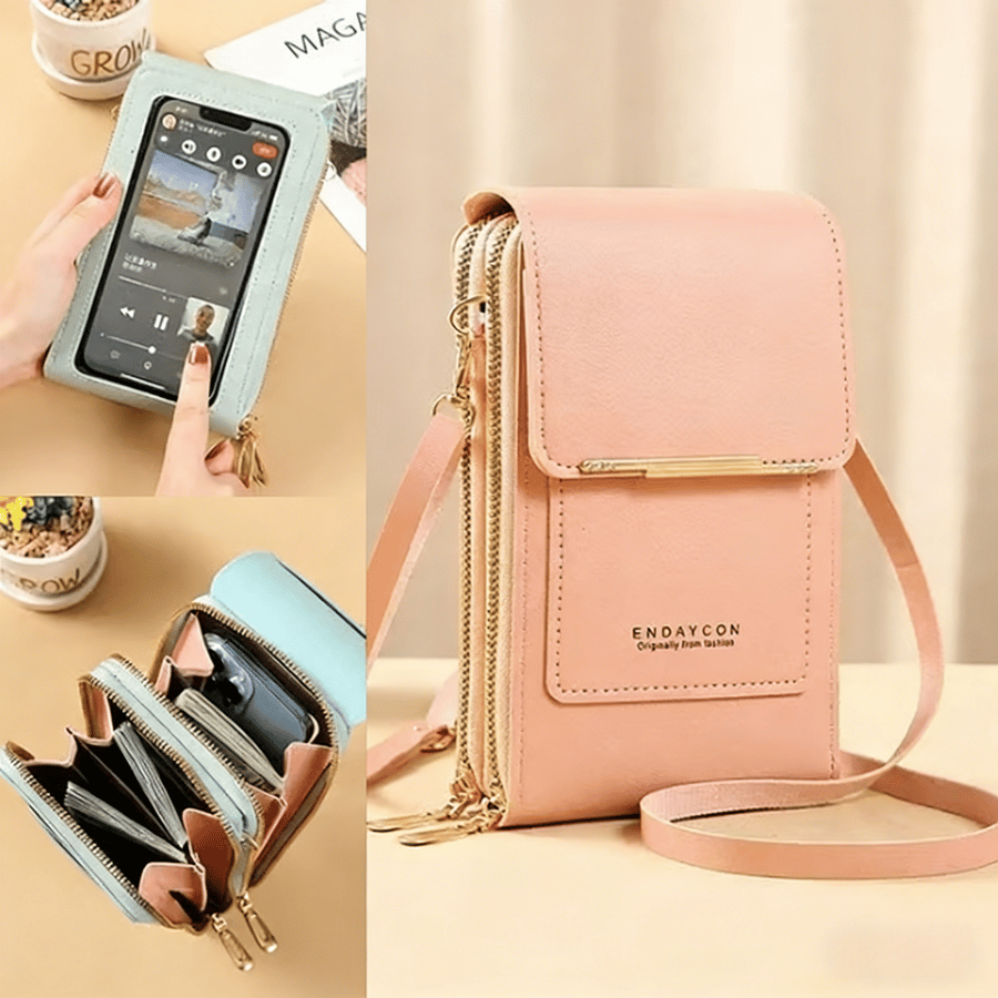 Touchscreen Phone Crossbody Bag – Waterproof Window, Anti-Theft, Adjustable Strap