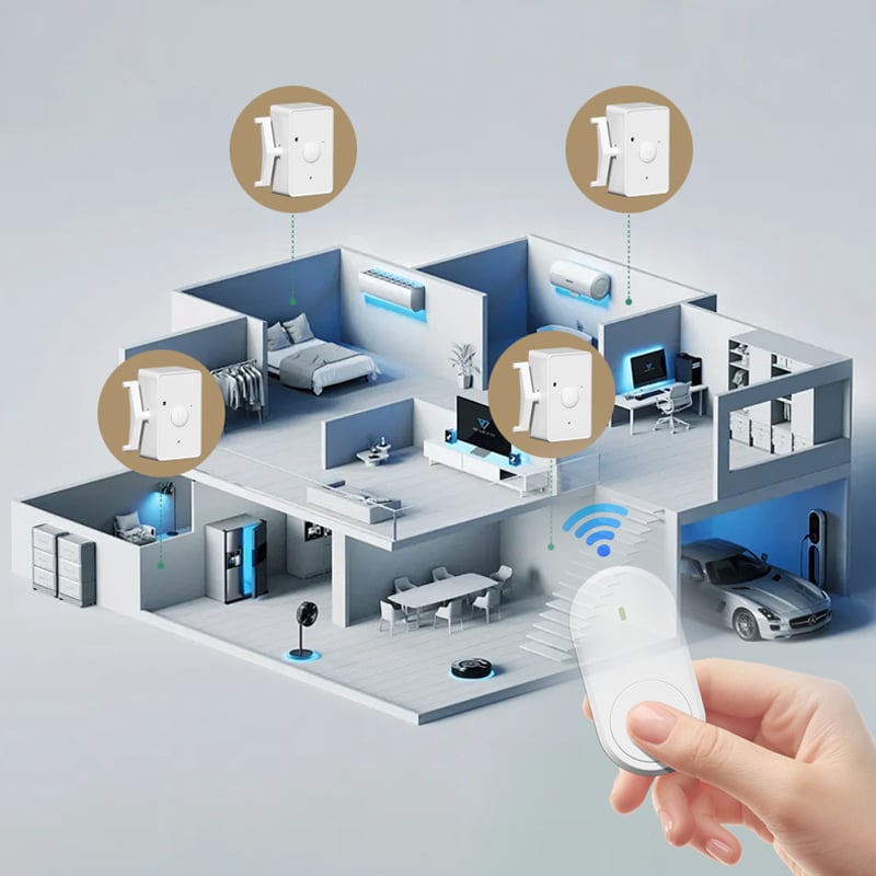 Wireless Remote Light Switch – 433MHz 1.5km Range, USB Rechargeable & Adhesive Mount