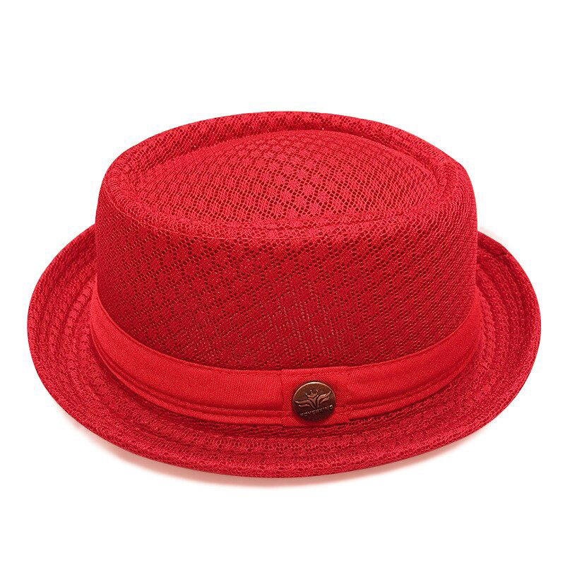 Pork Pie Mesh Hat – Breathable Summer Fedora, Unisex, Adjustable 58–60cm