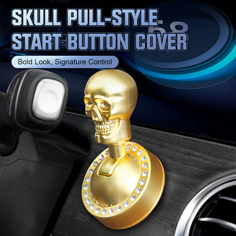 Skull Start Button Cover – Aluminum Alloy, Rhinestone Detail & Adhesive Mount