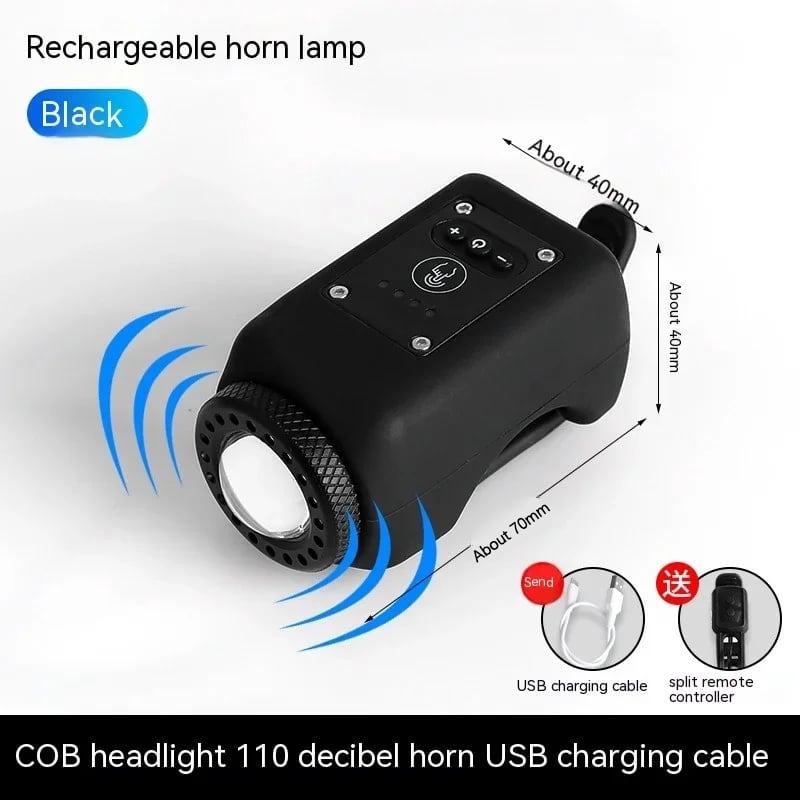 2-in-1 Bike Light & Horn – 12 COB LEDs, 110dB Horn & USB Rechargeable