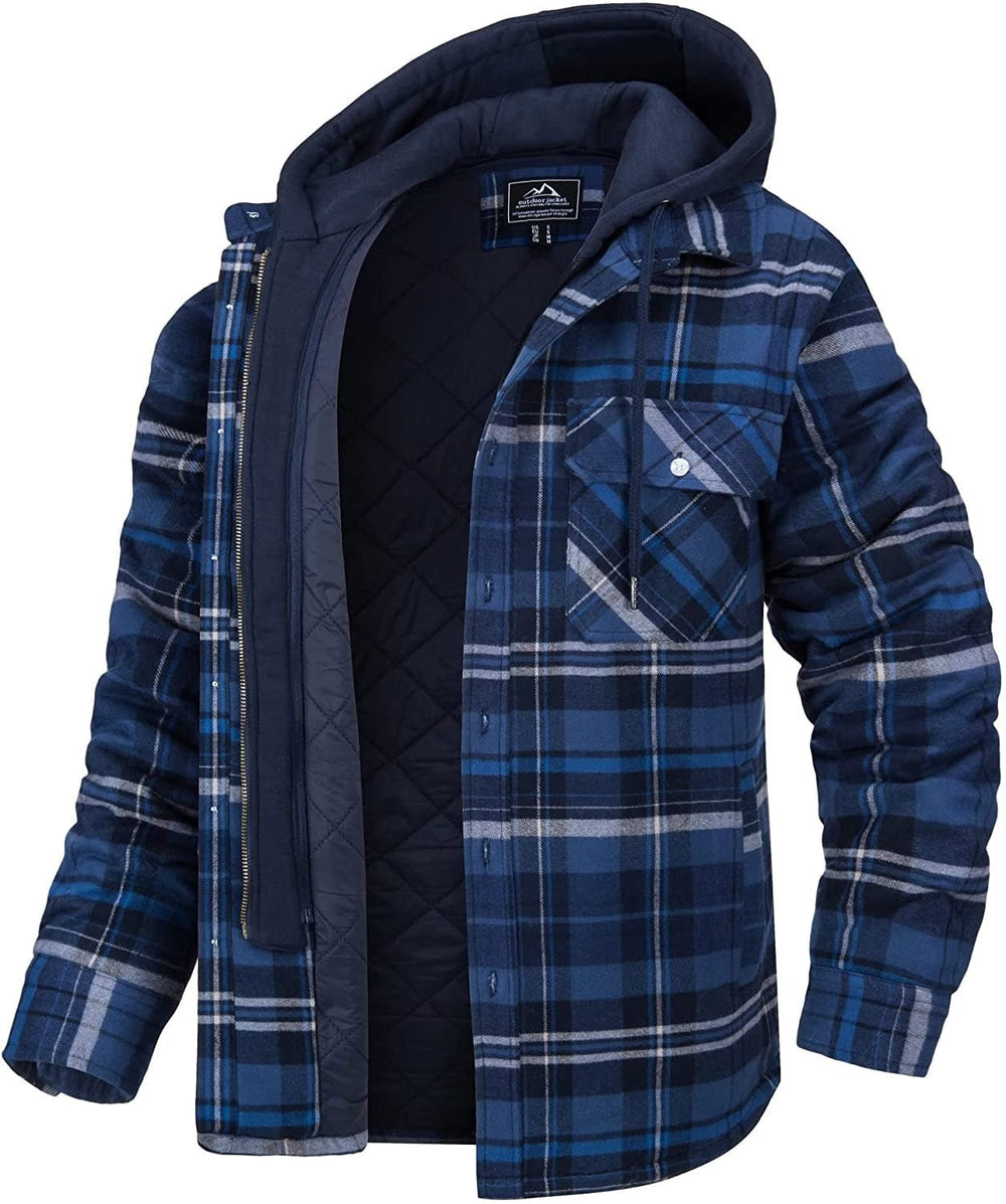 Checked Men's Hoodie with Warm Lining - Ethan