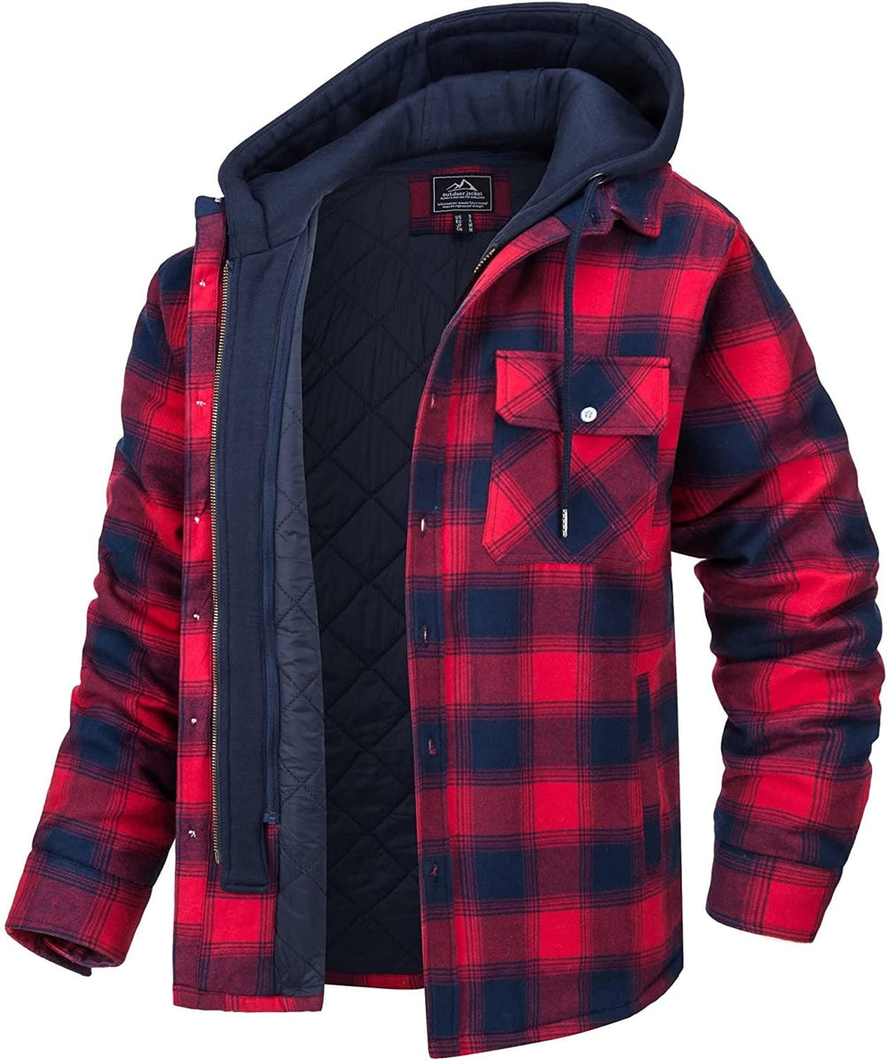 Checked Men's Hoodie with Warm Lining - Ethan