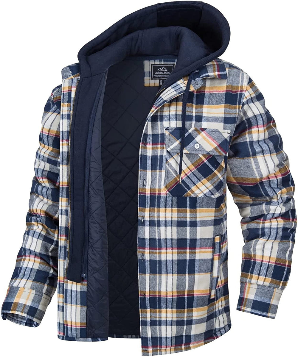 Checked Men's Hoodie with Warm Lining - Ethan