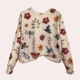 Cheerful Women's Sweater with Floral Print - Fleur
