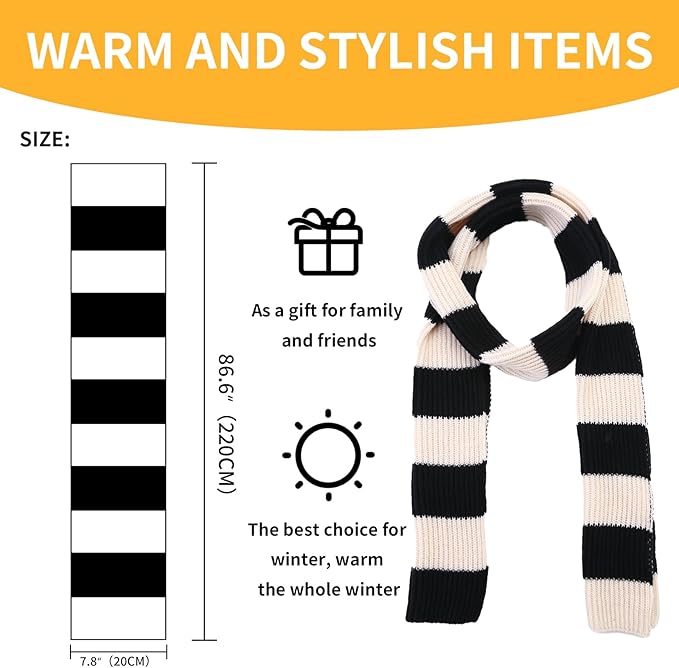 Men's Chunky Knitted Striped Scarf - Chris | Cozy Winter Accessory