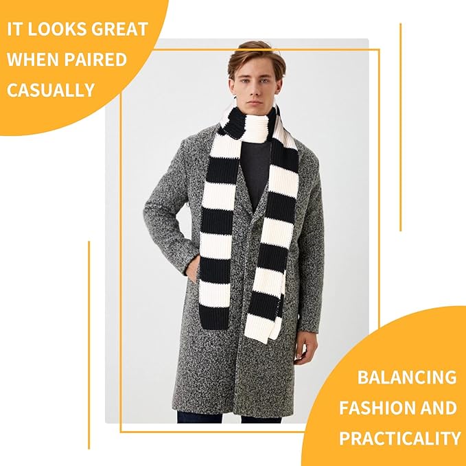 Men's Chunky Knitted Striped Scarf - Chris | Cozy Winter Accessory