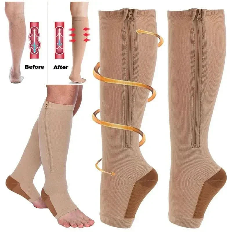 CIRCULARELIEF Compression Socks with Zipper - Ultimate Support & Pain Relief for Swollen Feet & Legs