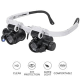 LED Magnifier Glasses with 8x, 15x, 23x Zoom - Adjustable Magnification for Reading, Hobbies & Crafts