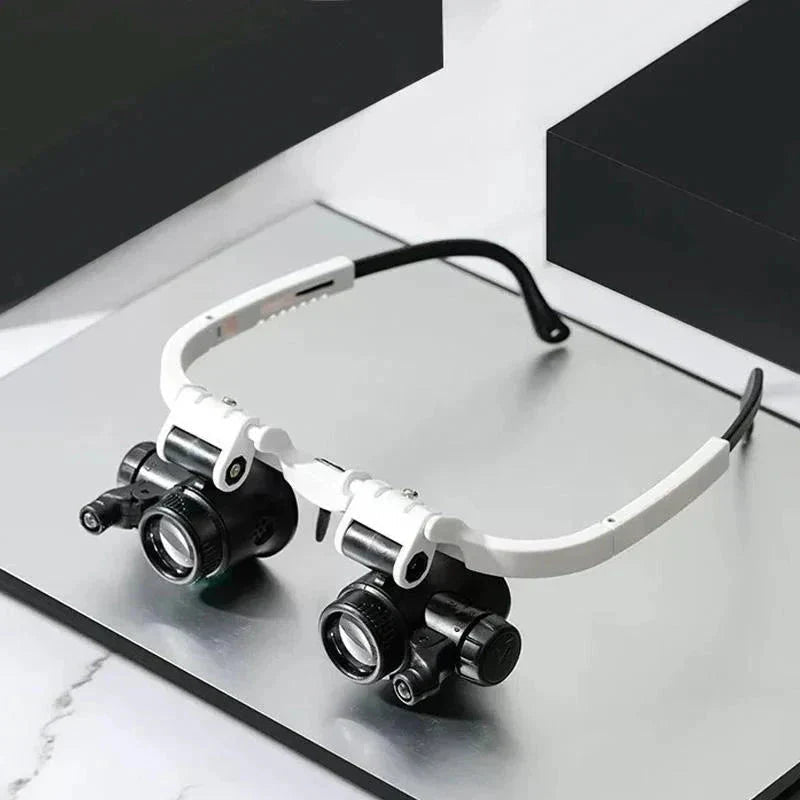 LED Magnifier Glasses with 8x, 15x, 23x Zoom - Adjustable Magnification for Reading, Hobbies & Crafts
