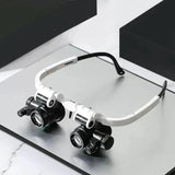 LED Magnifier Glasses with 8x, 15x, 23x Zoom - Adjustable Magnification for Reading, Hobbies & Crafts