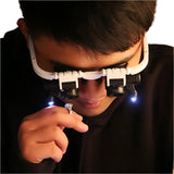 LED Magnifier Glasses with 8x, 15x, 23x Zoom - Adjustable Magnification for Reading, Hobbies & Crafts