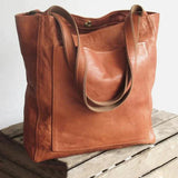 Vintage-Inspired Natural Leather Tote Bag - Stylish & Durable Everyday Carryall