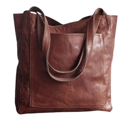 Vintage-Inspired Natural Leather Tote Bag - Stylish & Durable Everyday Carryall