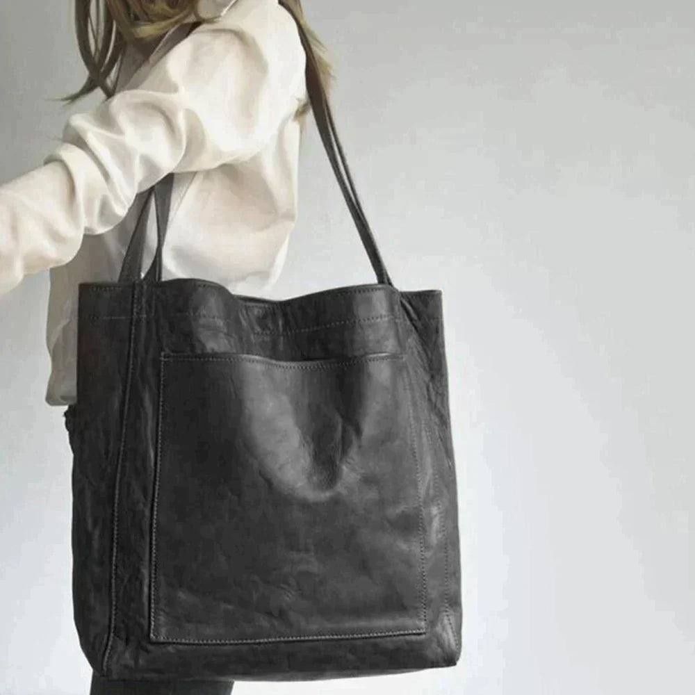 Vintage-Inspired Natural Leather Tote Bag - Stylish & Durable Everyday Carryall