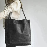 Vintage-Inspired Natural Leather Tote Bag - Stylish & Durable Everyday Carryall