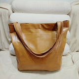 Vintage-Inspired Natural Leather Tote Bag - Stylish & Durable Everyday Carryall