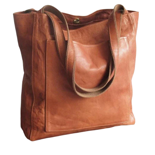 Vintage-Inspired Natural Leather Tote Bag - Stylish & Durable Everyday Carryall