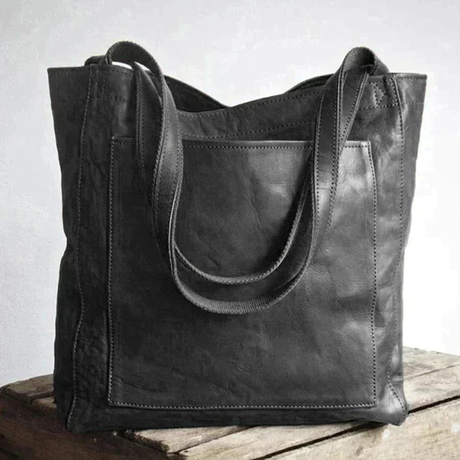 Vintage-Inspired Natural Leather Tote Bag - Stylish & Durable Everyday Carryall