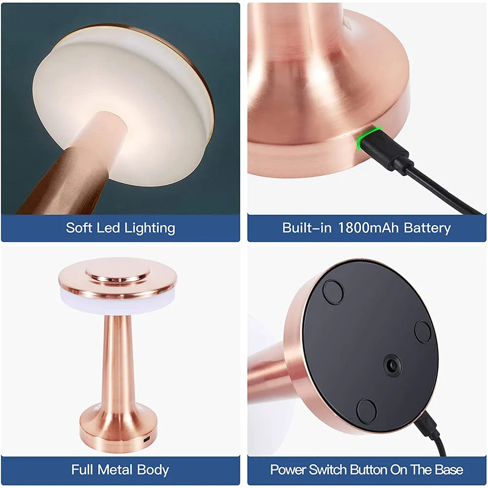Stylish Wireless Portable LED Table Lamp - LumiCrest | Modern Design & Adjustable Brightness