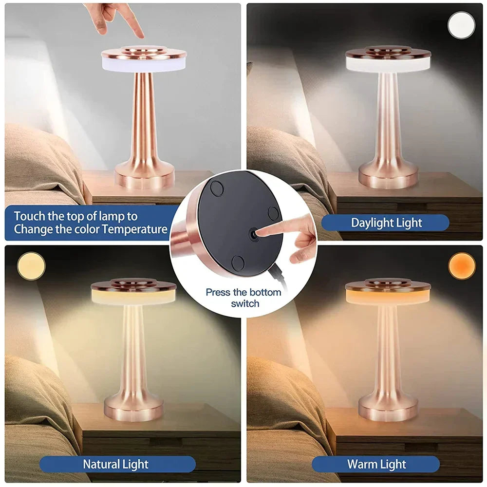 Stylish Wireless Portable LED Table Lamp - LumiCrest | Modern Design & Adjustable Brightness