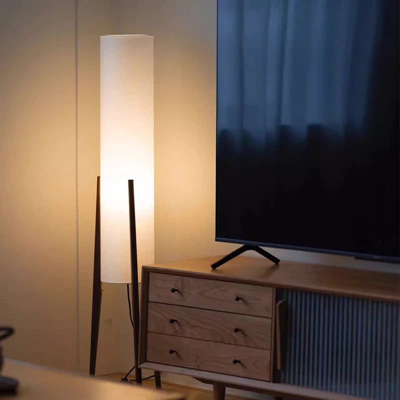 Scandinavian Floor Lamp 130 cm – Walnut Wood, Touch Dimmer & 3 Light Colors