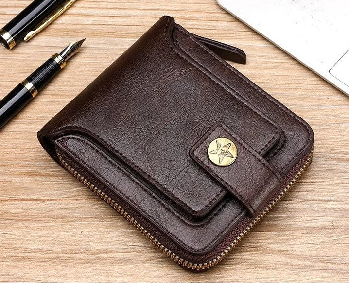 Vintage Geldbörse mit Rundum-Reißverschluss – Stilvolle Brieftasche mit Kartenfächern und Münzfach für Damen