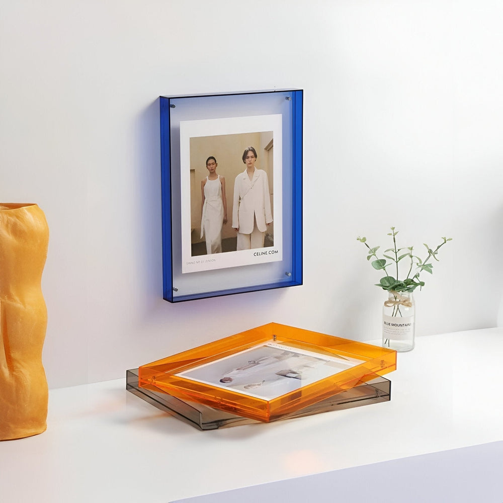 Floating Acrylic Picture Frame – Clear Glass, Tool-Free Photo Swap & 5 Sizes