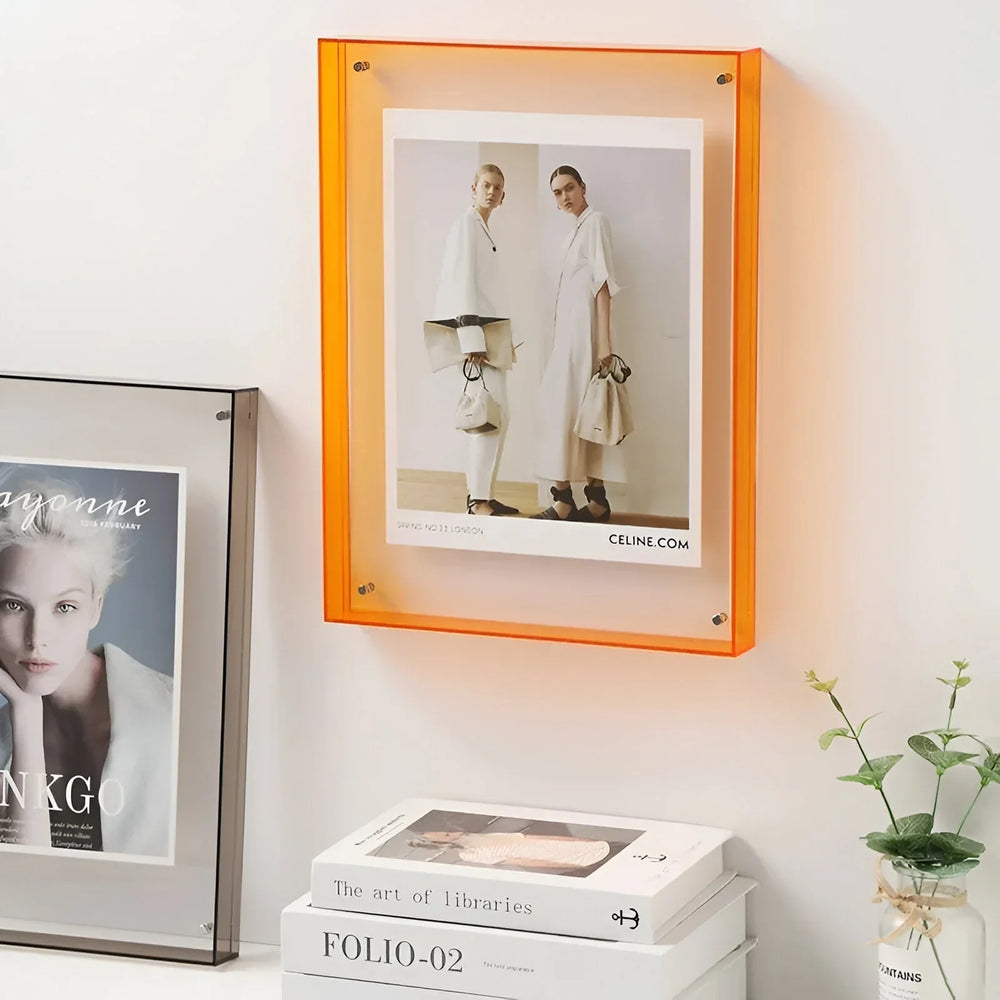 Floating Acrylic Picture Frame – Clear Glass, Tool-Free Photo Swap & 5 Sizes